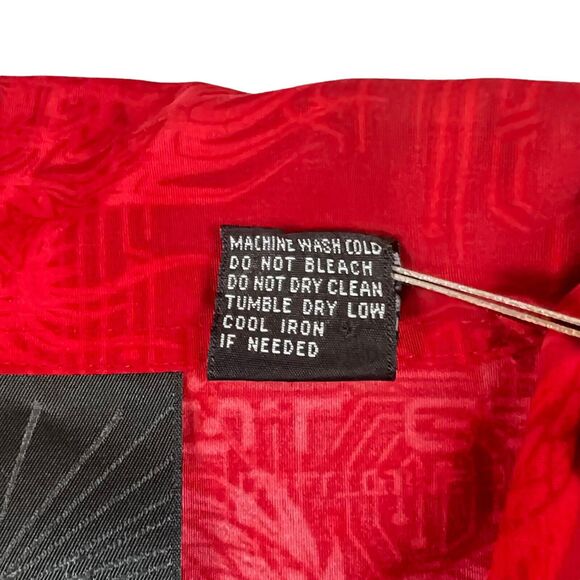 Vtg C-Two 90’s Y2K Dragon Talons Button Down Shirt S/S Jnco Style Sz L Red Black - Picture 7 of 8